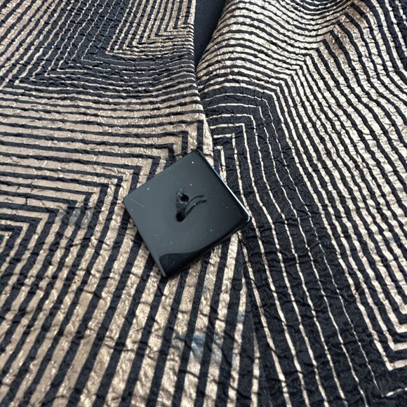 Yushi Womens Geometric Patterned Jacket Small Black/Gold One-Button Art To Wear - Picture 4 of 7